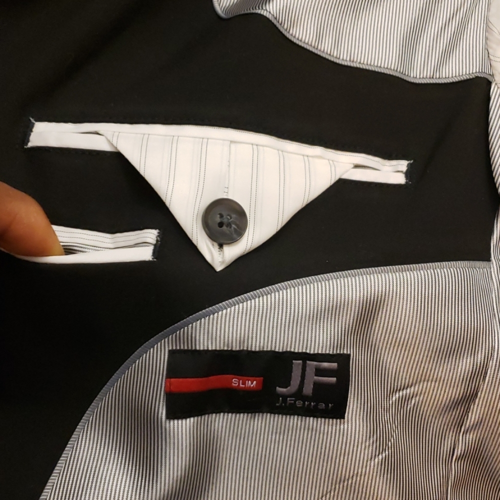 Jf  J Ferrar Black Slim Fit Suit Jacket Size 42S - Picture 7 of 10